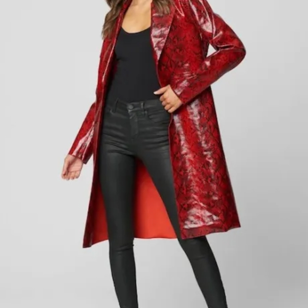 Blank NYC Red Snake Skin Trench Coat